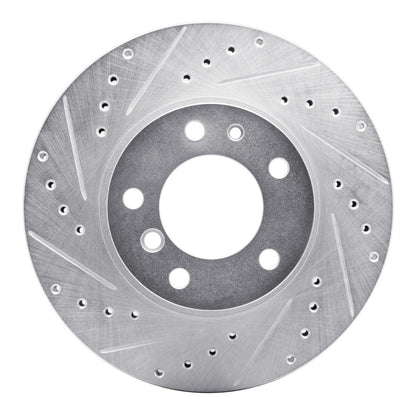 R1 Concepts R1 87-95 BMW 735IL Front Left Drilled & Slotted Silver Brake Rotor