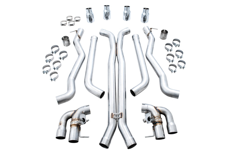 AWE Tuning 18-19 BMW M5 (F90) 4.4T AWD SwitchPath Cat-Back Exhaust - Chrome Silver Tips