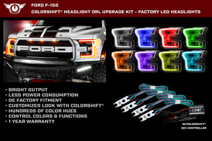 ORACLE Lighting Oracle 15-17 Ford F-150 Headlight DRL Upgrade Kit - ColorSHIFT w/ BC1 Controller