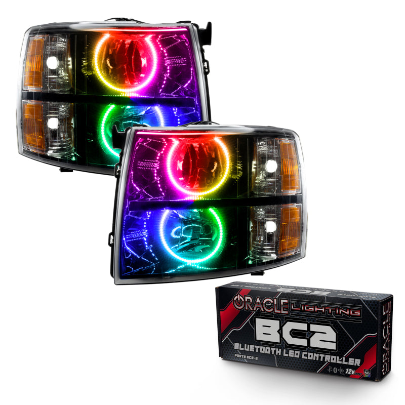 ORACLE Lighting Oracle 07-13 Chevy Silverado SMD HL - Blk - Round Style - ColorSHIFT w/ BC1 Controller