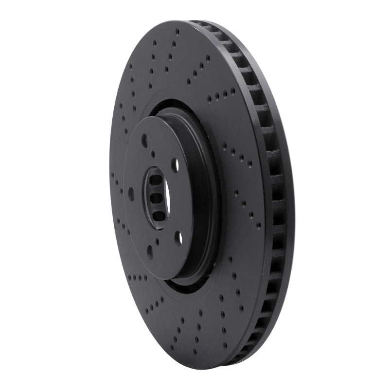 R1 Concepts R1 07-11 Lexus GS350 Left Front Drilled Black Brake Rotor