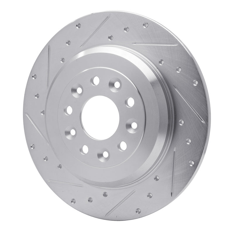 R1 Concepts R1 05-19 Ford Explorer Rear Left Drilled & Slotted Silver Brake Rotor