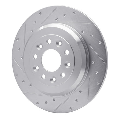 R1 Concepts R1 05-19 Ford Explorer Rear Left Drilled & Slotted Silver Brake Rotor
