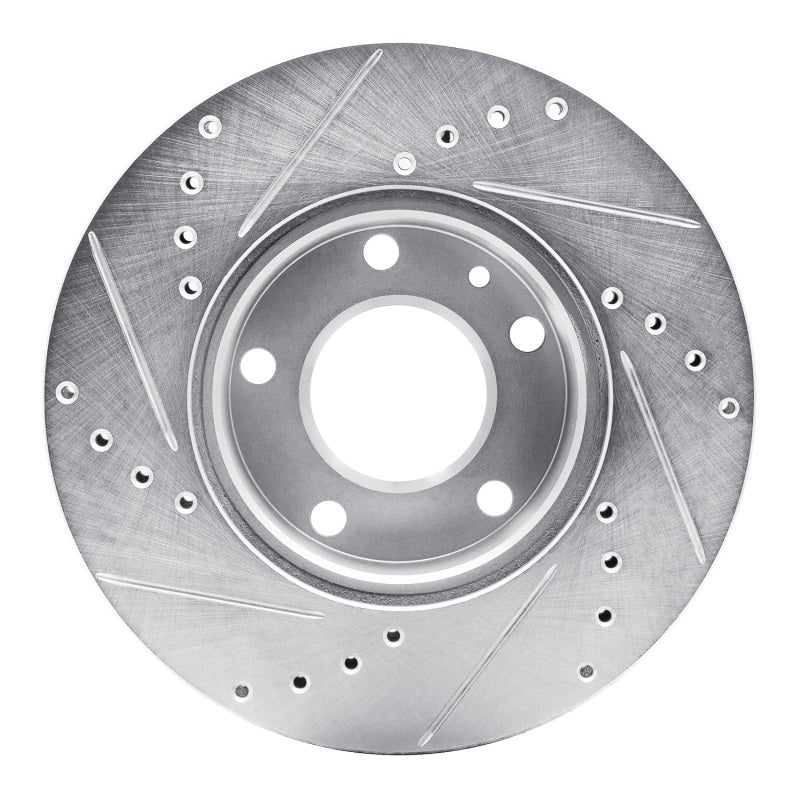 R1 Concepts R1 82-86 BMW 735I Front Right Drilled & Slotted Silver Brake Rotor