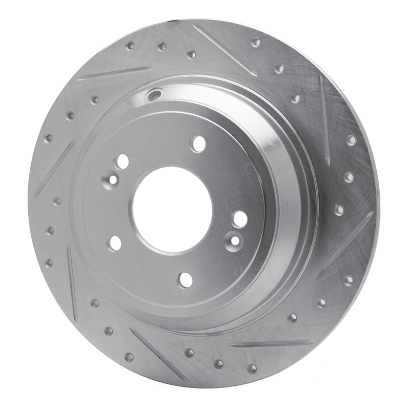 R1 Concepts R1 09-20 Genesis G80 Rear Right Drilled & Slotted Silver Brake Rotor