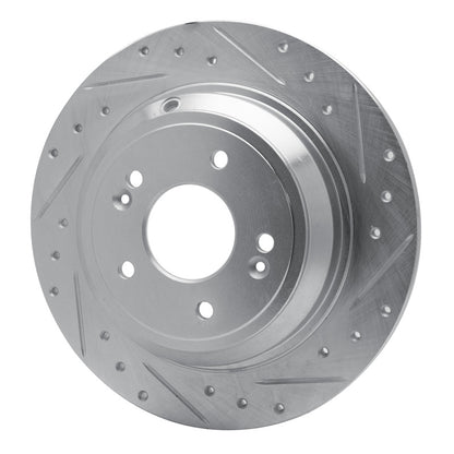 R1 Concepts R1 09-20 Genesis G80 Rear Right Drilled & Slotted Silver Brake Rotor
