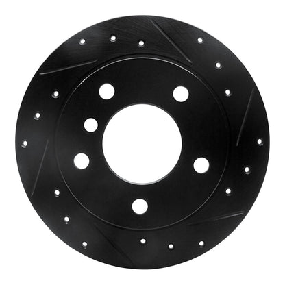 R1 Concepts R1 95-99 BMW 318TI Rear Right Drilled & Slotted Black Brake Rotor