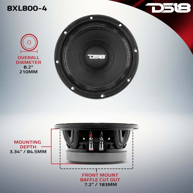 DS18 8in 400 Watts RMS 4 ohm Mid-Range Loudspeakers