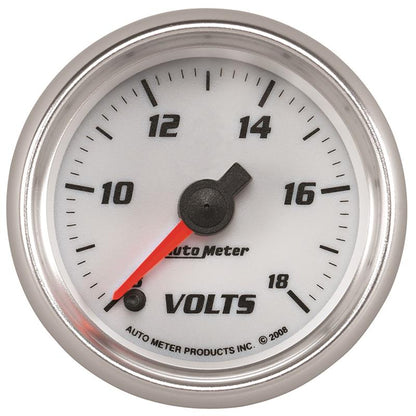 Autometer Pro-Cycle Gauge Voltmeter 2 1/16in 18V Digital Stepper Motor White