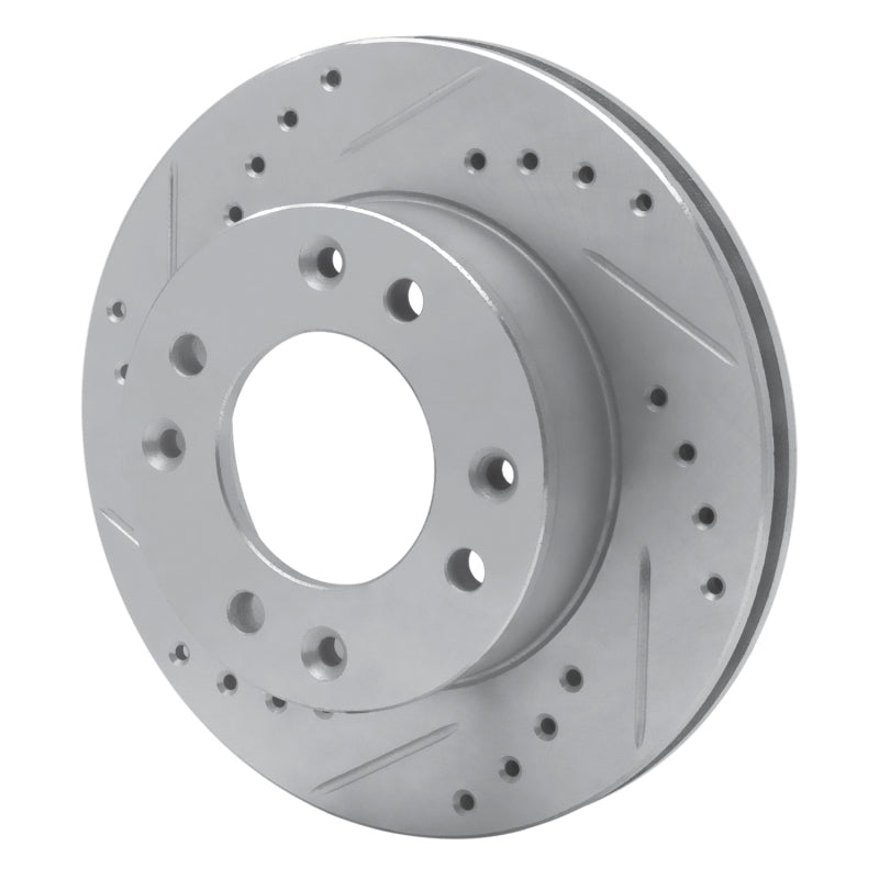 R1 Concepts R1 86-88 Mazda RX-7 Front Left Drilled & Slotted Silver Brake Rotor