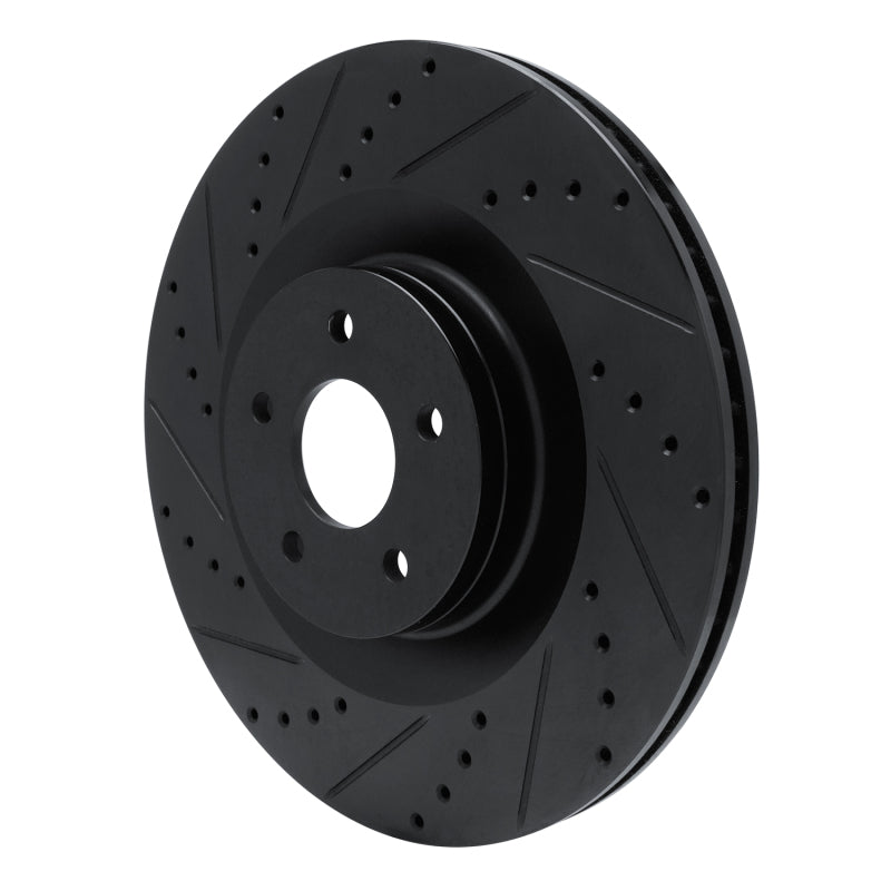 R1 Concepts R1 16-18 Ford Focus Front Left Drilled & Slotted Black Brake Rotor