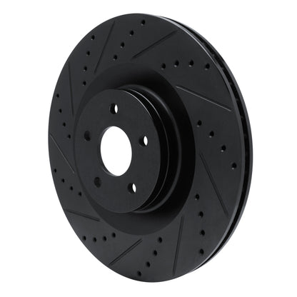 R1 Concepts R1 16-18 Ford Focus Front Left Drilled & Slotted Black Brake Rotor