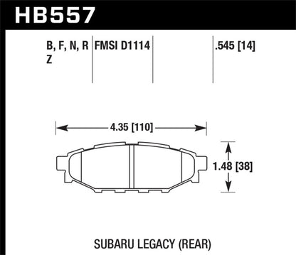 Hawk Performance Hawk 08 WRX Rear HPS Street Brake Pads