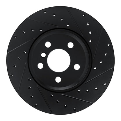 R1 Concepts R1 18-25 BMW 330I Front Right Drilled & Slotted Black Brake Rotor