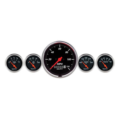 AutoMeter Gauge Kit 5 Pc. 3-3/8in. & 2-1/16in. Elec. Speedometer Designer Black