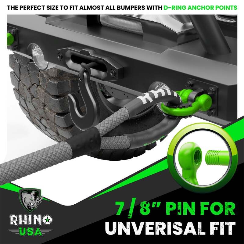 Rhino USA 3/4In D-Ring Shackle Set (2-Pack)(Gray)