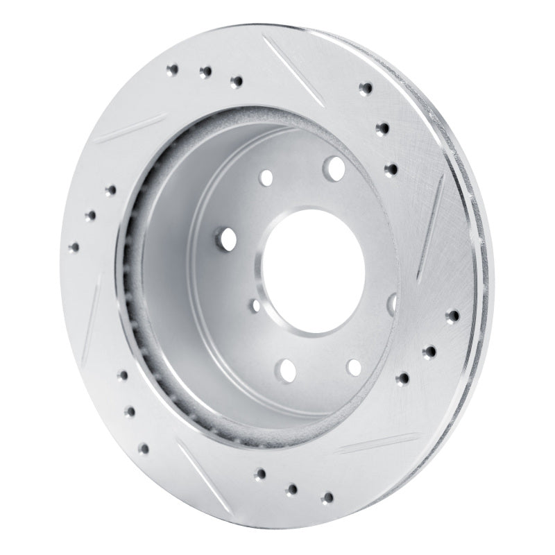 R1 Concepts R1 84-85 Mazda RX-7 Rear Left Drilled & Slotted Silver Brake Rotor
