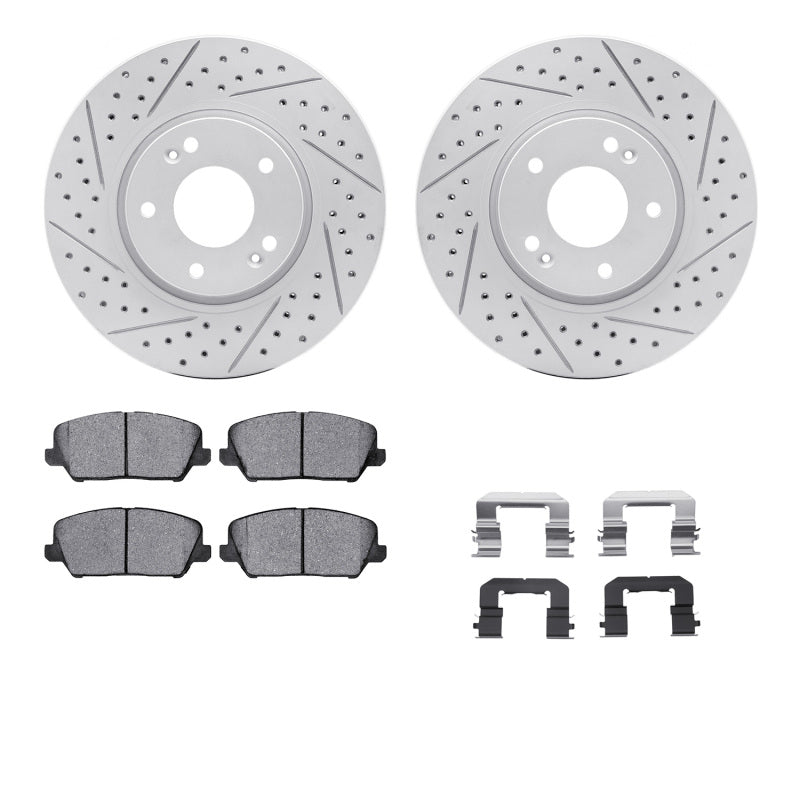R1 Concepts R1 14-18 Kia Forte Koup Front Drill/Slot Carbon Coated Rotor Set w/Optimum Pads