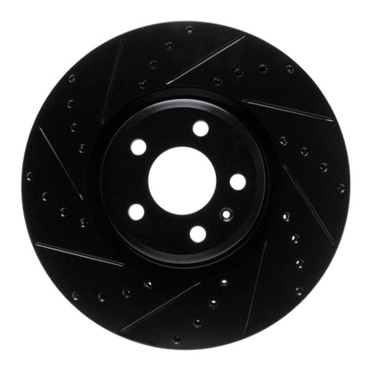 R1 Concepts R1 2018-2025 Audi S5 Sportback Front Left Drilled & Slotted Black Brake Rotor