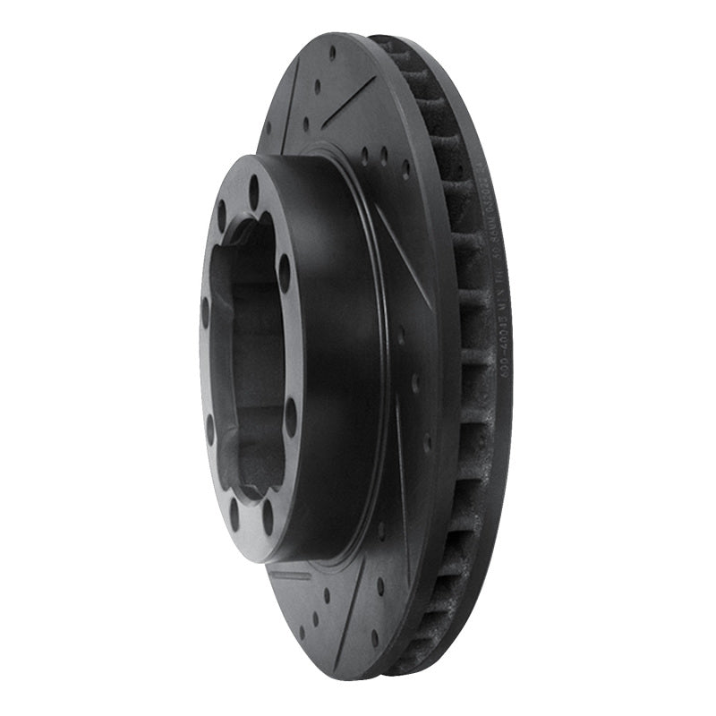 R1 Concepts R1 88-00 Chevrolet K2500 Front Left Drilled & Slotted Black Brake Rotor