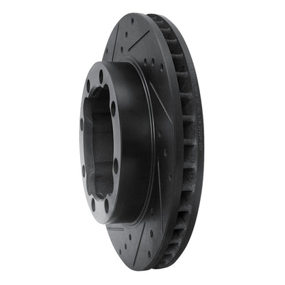 R1 Concepts R1 88-00 Chevrolet K2500 Front Left Drilled & Slotted Black Brake Rotor