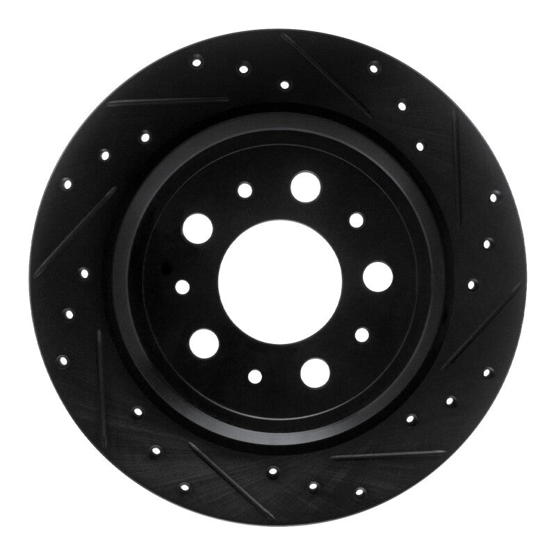 R1 Concepts R1 99-00 Volvo V70 Rear Right Drilled & Slotted Black Brake Rotor