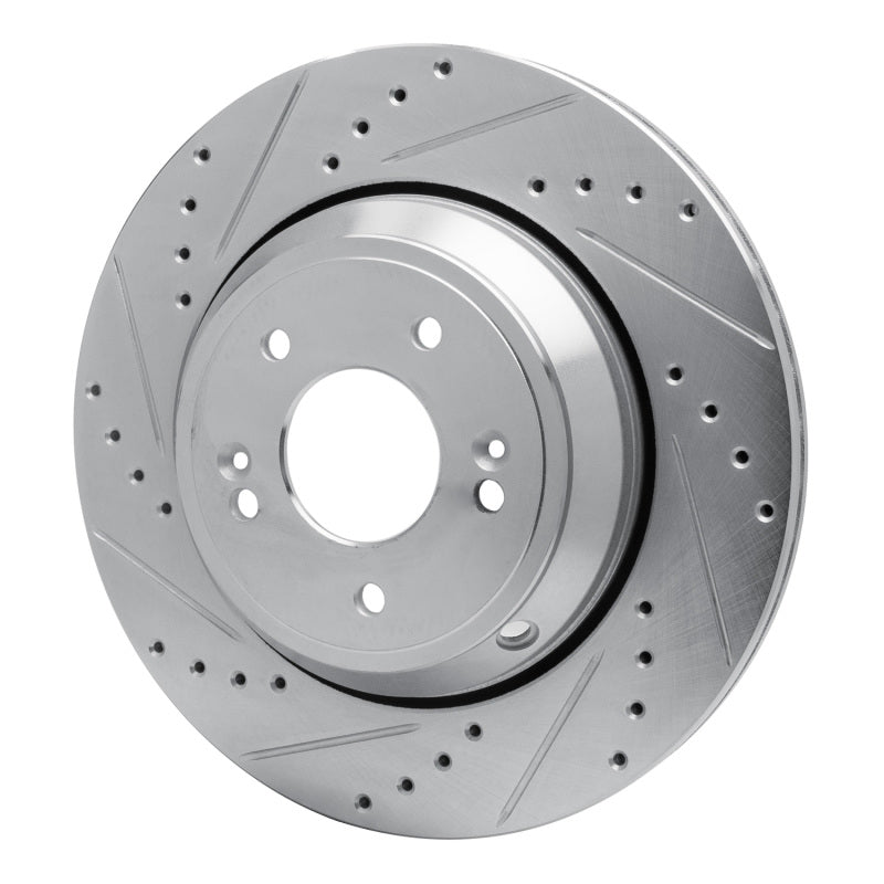 R1 Concepts R1 18-23 Genesis G80 Rear Left Drilled & Slotted Silver Brake Rotor