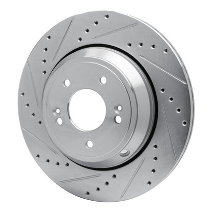 R1 Concepts R1 18-23 Genesis G80 Rear Left Drilled & Slotted Silver Brake Rotor