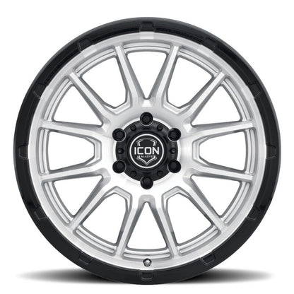ICON Alloys Cajon 20x9 / 5x5 / -12mm / 4.5in BS Silver Machined Wheel w/ GB Lip
