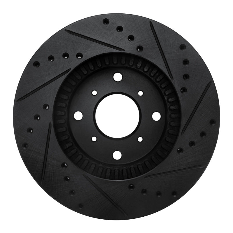 R1 Concepts R1 92-96 Honda Prelude Front Left Drilled & Slotted Black Brake Rotor