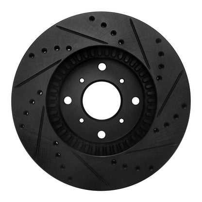 R1 Concepts R1 92-96 Honda Prelude Front Left Drilled & Slotted Black Brake Rotor