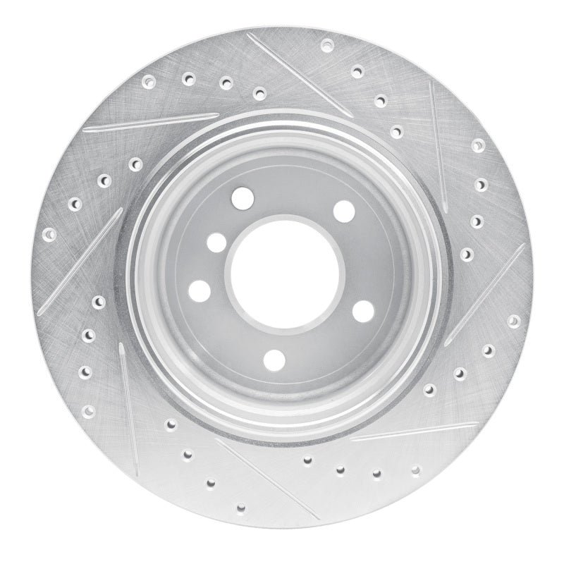 R1 Concepts R1 06-10 BMW 530XI Rear Left Drilled & Slotted Silver Brake Rotor