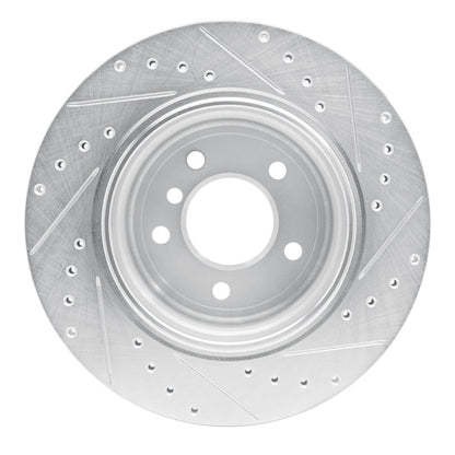 R1 Concepts R1 06-10 BMW 530XI Rear Left Drilled & Slotted Silver Brake Rotor