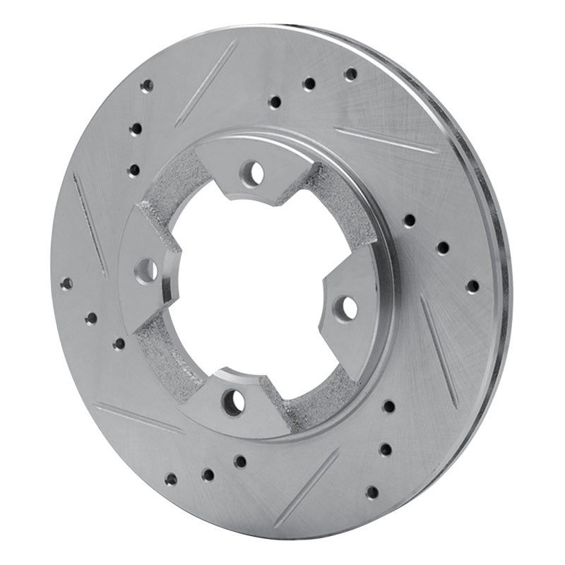 R1 Concepts R1 82-86 Nissan STANZA Front Left Drilled & Slotted Silver Brake Rotor