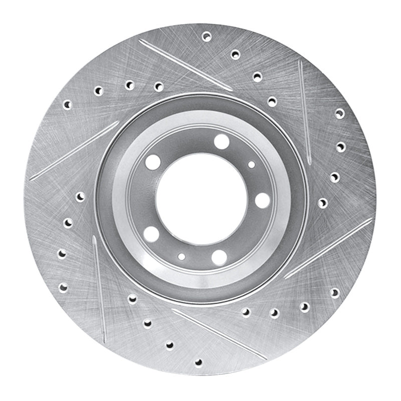 R1 Concepts R1 81-89 Alfa Romeo Milano Front Left Drilled & Slotted Silver Brake Rotor