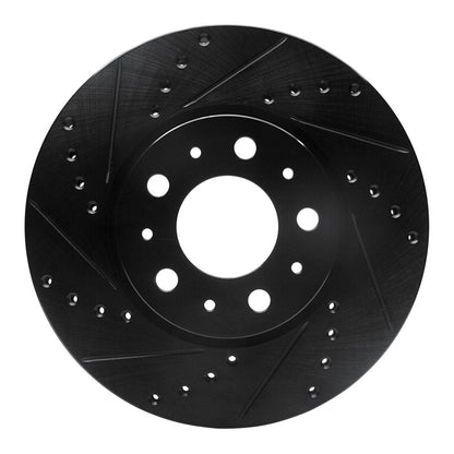R1 Concepts R1 95-04 Volvo C70 Front Left Drilled & Slotted Black Brake Rotor