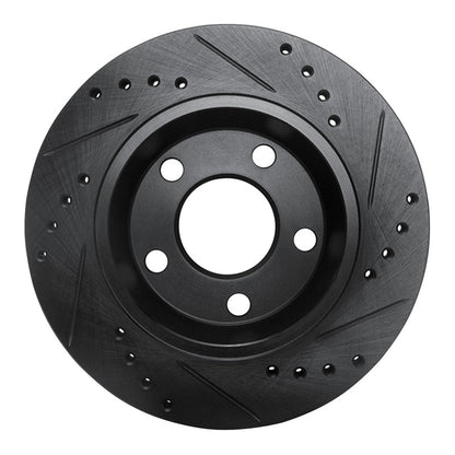 R1 Concepts R1 85-91 Audi 5000CS Turbo Quattro Rear Left Drilled & Slotted Black Brake Rotor