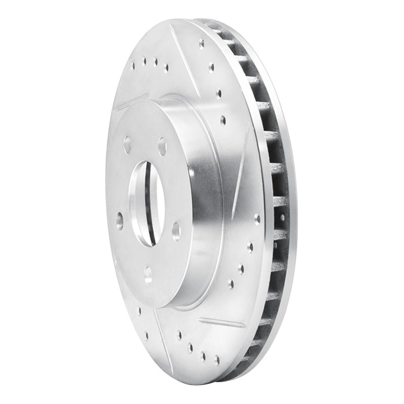 R1 Concepts R1 89-90 Ford Thunderbird Front Right Drilled & Slotted Silver Brake Rotor