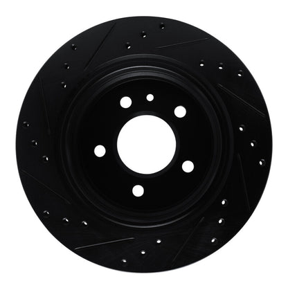 R1 Concepts R1 88-94 BMW 750IL Rear Right Drilled & Slotted Black Brake Rotor