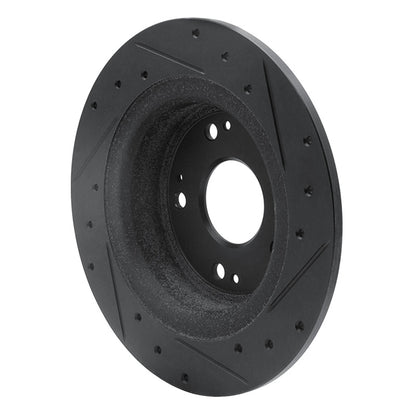 R1 Concepts R1 05-17 Honda Accord Rear Left Drilled & Slotted Black Brake Rotor