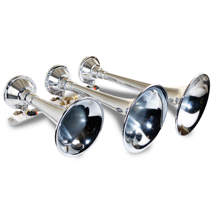Kleinn Air Horns Kleinn Chrome Triple Horn/ 14.75In/ 13In/9.5In - Chrome-Plated Spun Copper