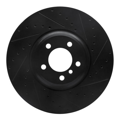 R1 Concepts R1 2007-2008 BMW ALPINA B7 Front Right Drilled & Slotted Black Brake Rotor