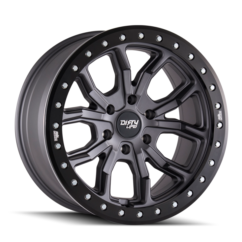 Dirty Life 9303 DT-1 17x9/5x127 BP/-12mm Offset/78.1mm Hub Matte Gunmetal Wheel - Simulated Rashring