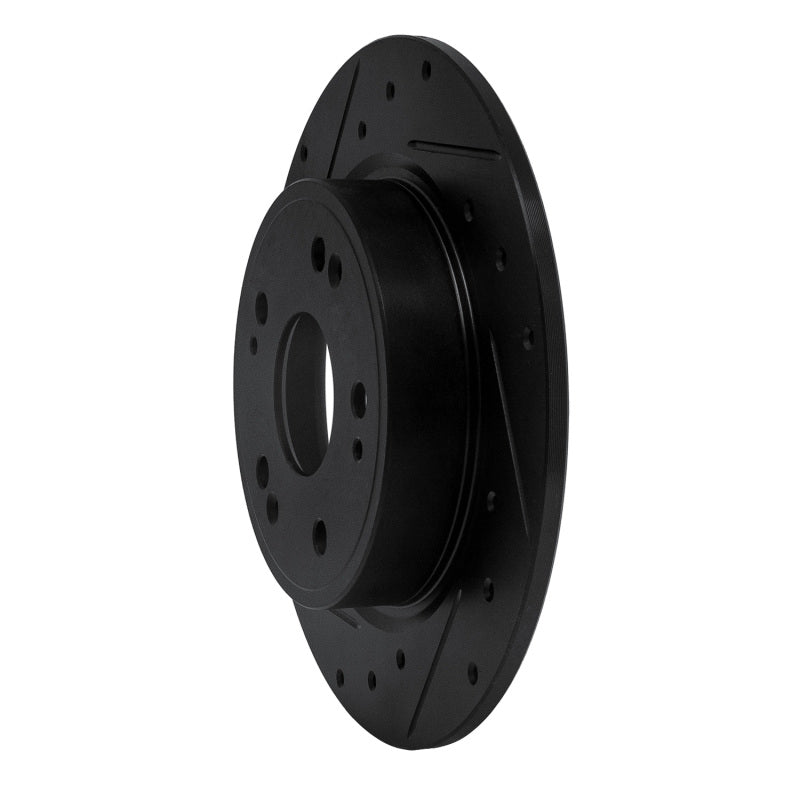 R1 Concepts R1 16-16 Honda CR-Z Rear Left Drilled & Slotted Black Brake Rotor