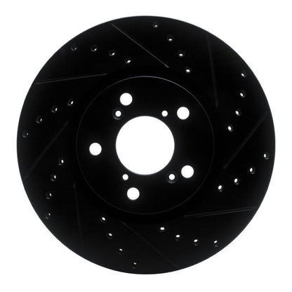 R1 Concepts R1 06-14 Honda Ridgeline Front Right Drilled & Slotted Black Brake Rotor