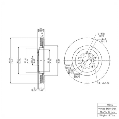 DFC 14-20 Acura MDX Front GeoSPEC Coated Rotor