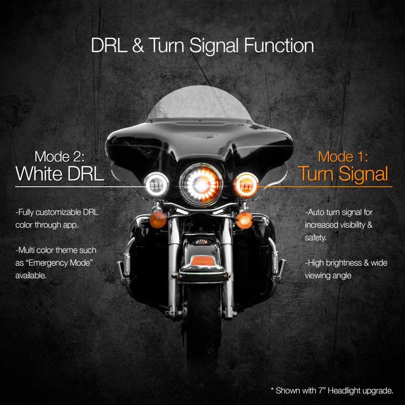 XKGLOW XK Glow 4.5In Chrome RGB LED Harley Running Light XKchrome Bluetooth App Controlled Kit