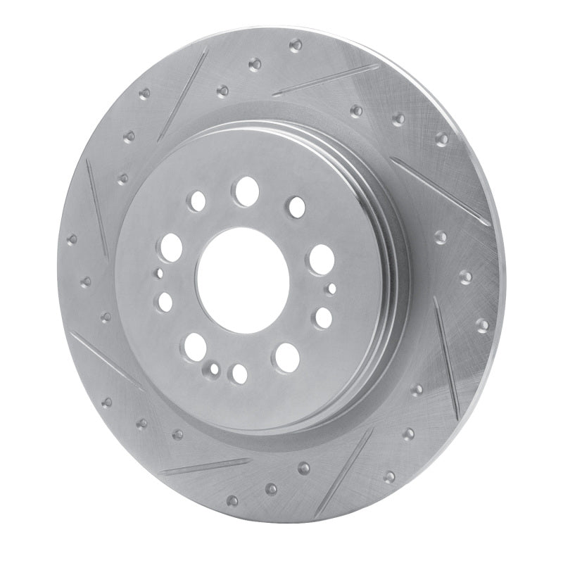 R1 Concepts R1 17-25 Acura RDX Rear Left Drilled & Slotted Silver Brake Rotor