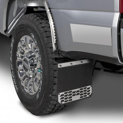 Putco 17-20 Ford SuperDuty - Set of 2 (Excl Dually Rear) Mud Skins - Polished SS w/ Hex Shield
