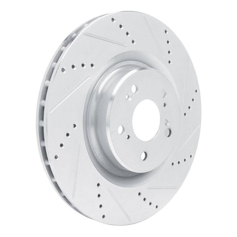 R1 Concepts R1 2021-2025 Acura TLX Front Right Drilled & Slotted Silver Brake Rotor